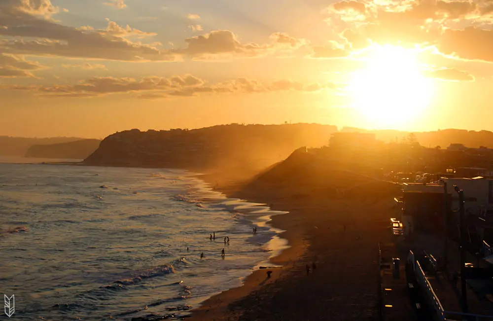 le sunset de Merewether